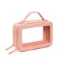 Travel Makeup Leather Make Up Bag Clear Cosmetic Bag with Zipper Makeup Organizer Bag with Detachable Brush Holder