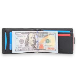 Vintage mens leather money clip bifold card holder slim leather carbon fiber money clips for men