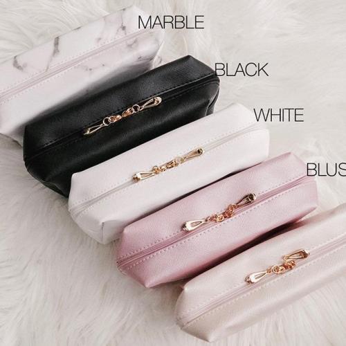 The New Customized Solid Makeup Clutch PU Leather Birthday Gift Waterproof Travel Cosmetics Bag With Double Zipper 2024