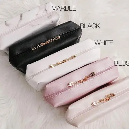 The New Customized Solid Makeup Clutch PU Leather Birthday Gift Waterproof Travel Cosmetics Bag With Double Zipper 2024