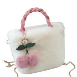 ZR361 2023 New High Capacity Versatile Cherry Bag Chain Strap Crossbody Fashion Handbag Plush Bag Winter Bag