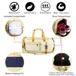 Custom Logo 2 in 1 Hanging Suitcase Suit Travel Bags with Shoe Pouch Carry On Convertible Garment Duffle Bag