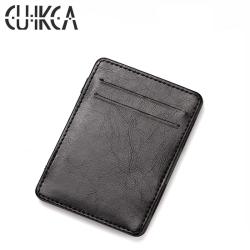 CUIKCA Magic Wallet Money Clip Unisex PU Leather Simple Slim Elastic Wallet Purse Business ID Credit Card Holder Bank Card Cases