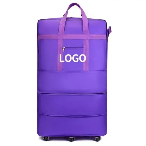 OEM Large Capacity Foldable Oxford Carry On Hand Luggage Suitcases Consignment Trolley Case Travel Bag with Wheels