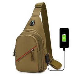Outdoor Mens Chest Bag Multipurpose Crossbody Shoulder Sling Bag for Travel and Hiking with recharge connector