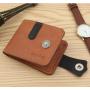 HR329 Men's Short Buckle Coin Wallet ID Card Pu Wallet Horizontal Square Zipper Grid Card Slot Casual Business Father's Day Gift