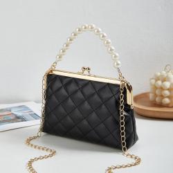 2024 Ladies Pearl Embroidered Tote Handbag Fashionable Portable Bag with Single Strap and Chain Decoration Wholesale Ling