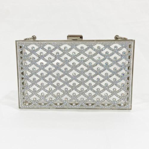 Fashionable new diamond inlaid transparent box acrylic small square bag