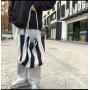 Wholesale Casual Large Capacity Striped Canvas Shoulder Bag Lazy Style Portable Ladies Literary Canvas Handbag