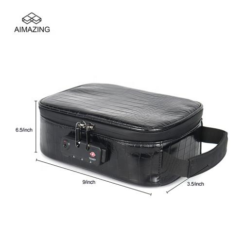 Pu Leather Smell Proof Container With Activated Carbon Fibre Technology with TSA Combination Lock Smell Proof Case
