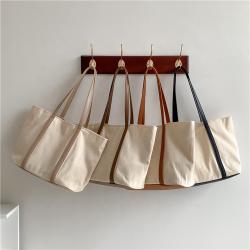 New design Leather decoration sling bags wholesale Casual girl fashion shoulder bag Large capacity shopping tote canvas bag