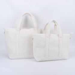 Keymay High Quality Medium Large Bride Carry on Bag Birthday Gift Soft Sherp Faux Fur Tote Plush Travel Bag Teddy Tote Bag