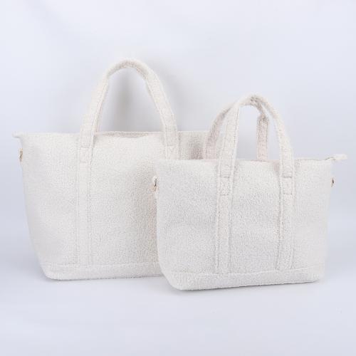 Keymay High Quality Medium Large Bride Carry on Bag Birthday Gift Soft Sherp Faux Fur Tote Plush Travel Bag Teddy Tote Bag