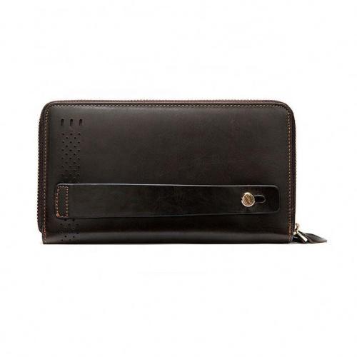 Top Quality Double-deck Long Mens Purse Male Clutch Genuine Leather Zipper Wallet