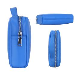Pu Small Makeup Bag Slim Cosmetic Zipper Pouch Preppy Makeup Brush Bag Compact Make up Pouch Toiletry Bag