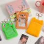 2023 Fashion Cute Kpop Custom Design Clear PVC Window Plush Embroidery Frog Photo Card Holder With Keychain