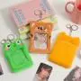 2023 Fashion Cute Kpop Custom Design Clear PVC Window Plush Embroidery Frog Photo Card Holder With Keychain