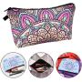 2024 Boho Style Mandala Flowers Digital Printing Zipper Cosmetic Bag Waterproof Travel Makeup Toiletry Pouch