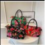 HR761 Fashion Flowers Carrying Short Distance Travel Bag Nylon Business Trip Reinforced Hand Luggage Bag Unisex Leisure Bag
