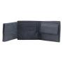 Eco vegan leather trifold wallet slim rfid men's wallet in horizontal with coin compartment and 2 mesh id pocket