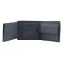 Eco vegan leather trifold wallet slim rfid men's wallet in horizontal with coin compartment and 2 mesh id pocket