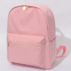 Stock No MOQ Pink Nylon 15" Fashion Book bag Daypack with Pockets Zipper Primary Junior High University school bags for girls