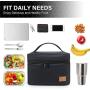 Gelory Black Insulated Cooler Bags Thermal Lunch Bags Work Office Picnic Bento Box LunchBag for Food Containers
