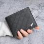 2024 new men's wallet fashion plaid horizontal soft leather men's short wallet large capacity multi-card purse