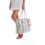 Gelory High Quality Durable Canvas Summer Beach Handbag Large Capacity Canvas Striped Women Girls Shoulder Tote Bag