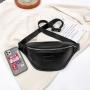 Custom black Fanny pack large capacity PU simple decoration zipper shoulder niche design plus logo Tote bag