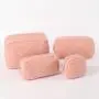Manufacturer Wholesale Stock Pink Zipper Cosmetic Bag Portable Cute Soft Teddy Cloth Ladies Small Makeup Travel Bag