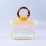 XINYU 2023 Autumn New Mixed Color Hollow out Retro Square Hand Beaded Acrylic Resin Round Handbag