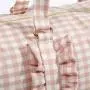 Keymay RTS Stock Cute Multicolor Large Capacity Ruffle Gingham Bag Travel Bag Folding Airplane Bag Ruffle Weekender for Women