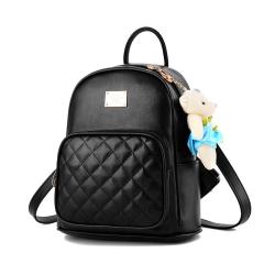 New Stylish Women's Leather Backpack Cute Mini Design Fashionable PU Lining Zipper Button Closures Two Handles College Travel