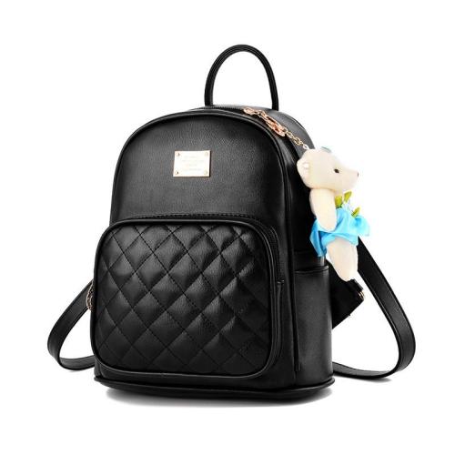 New Stylish Women's Leather Backpack Cute Mini Design Fashionable PU Lining Zipper Button Closures Two Handles College Travel