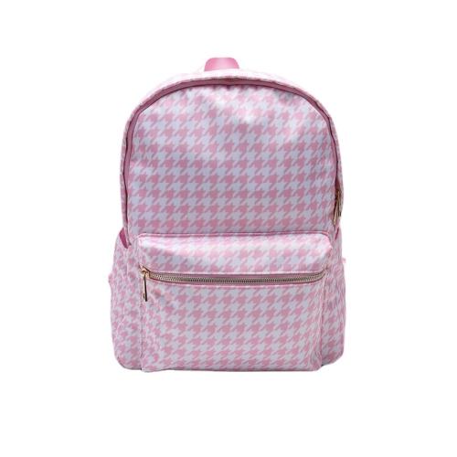 Keymay Lovely Cute Custom Houndstooth Printing Teenager Girls Students Waterproof Nylon Backpack School Bags