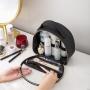 Gelory Fashion Three-Piece Pink/Black Colors PVC PU Transparent Cosmetic Bag Set Luxury Travel Toilet Bag
