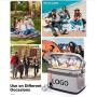 Custom Logo 600D Beach Ice Pack Lunch Box Bags Picnic Insulation Portable Takeaway Smell Proof Collapsible Camping Cooler Bag
