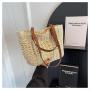 2024 Single Shoulder Women Holiday Beach Straw Bag Tote Bag Portable Vegetable Basket Fashion Large Capacity Woven Bag