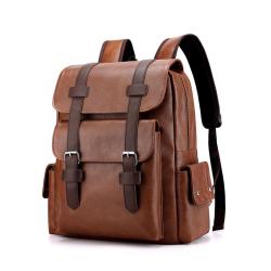 ZR145 Large-capacity Soft PU Leather Shoulder Leisure Fashion Male College and Middle School Schoolbag Computer Travel Backpack