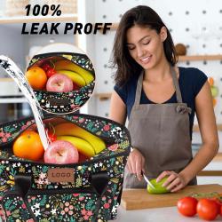 New Arrivals Lunch Bags for Women Leakproof Insulated Floral Lunch Box with Adjustable Shoulder Strap Reusable Zipper Cooler Tot