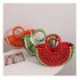 2024 Watermelons Shape Hand Weave Large Capacity Handbag Straw Beach Tote Hand Bag Fruit Shape Woven Basket Bag