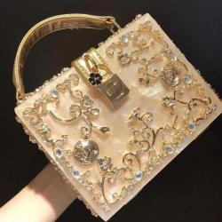 Acrylic dinner bag empty metal carved drilling handbag Bing shoulder oblique back lady bag purses and handbags 2023