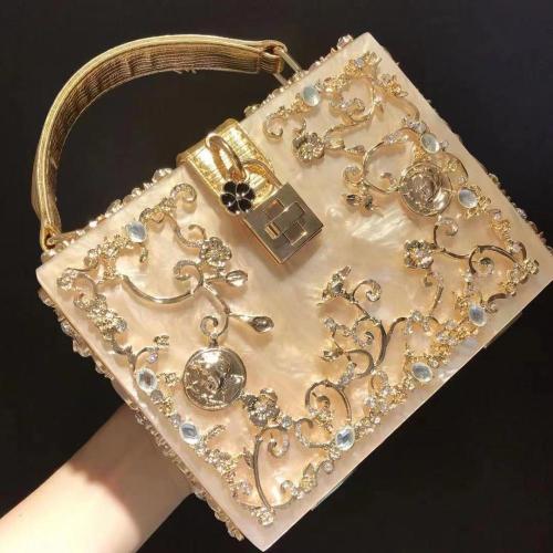 Acrylic dinner bag empty metal carved drilling handbag Bing shoulder oblique back lady bag purses and handbags 2023
