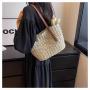 2024 Single Shoulder Women Holiday Beach Straw Bag Tote Bag Portable Vegetable Basket Fashion Large Capacity Woven Bag