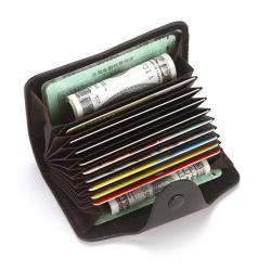 KHF043 2023 New Leather Unisex Organ Card Holder Lychee Pattern Wallet Fashion Leather Handbag