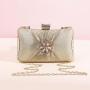 Wholesale golden ladies crossbody chain shoulder bag handbags glitter clutch bag women clutches flower evening bags pochette femme