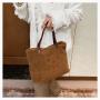 Custom going out Tote bag plush smiley shape hand decoration zipper one shoulder niche design plus logo