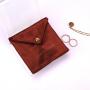 2023 New Design Satin Envelope Jewelry Packaging Bag Necklace Earring Satin Jewelry Pouch With Gold Button