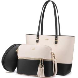 Lovevook 2022 Custom logo PU Leather Crossbody Bag Ladies 3 PCS Handbags Set Womens Tote Purse and Handbags